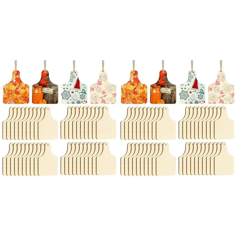 

【NOW SAVE】Деревянные бирки с коровьими ушками, украшения для рисования, 80 шт., пустые незавершенные деревянные этикетки своими руками, украшение для поделок, подвешивание