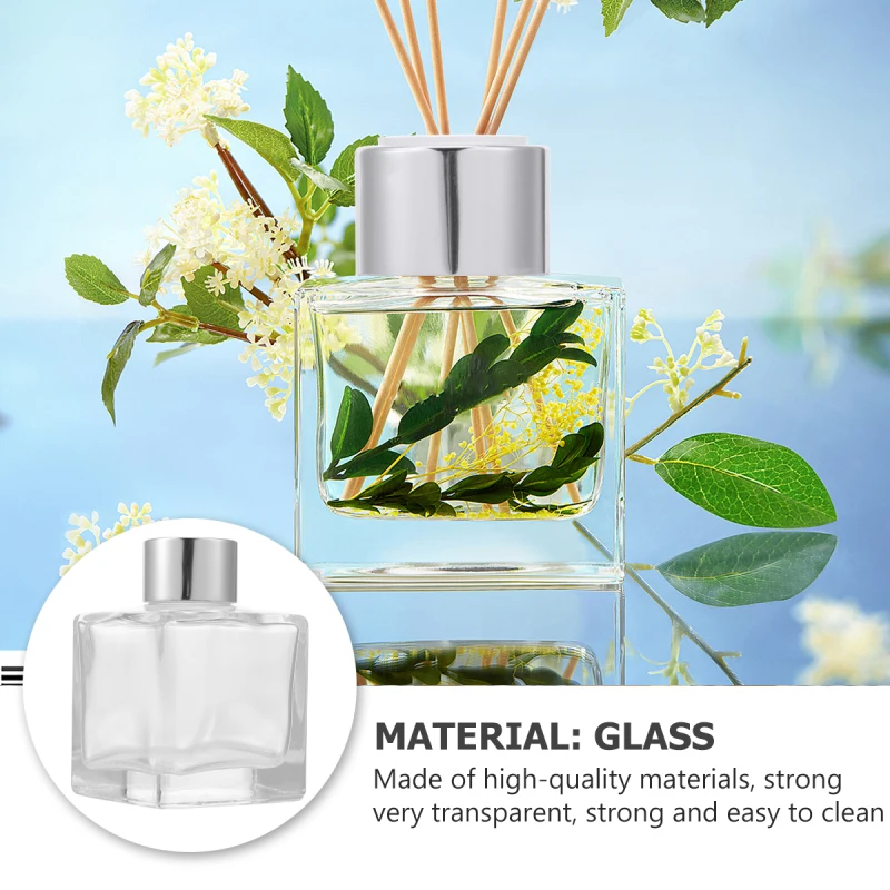 50ml Square Fragrance Containers Empty Diffuser Perfume Bottles Glass Essential Oil Containers Home Decoration