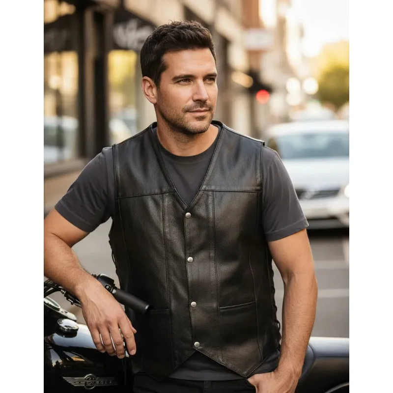 Punk Denim Vest Side For Party Motorcycle