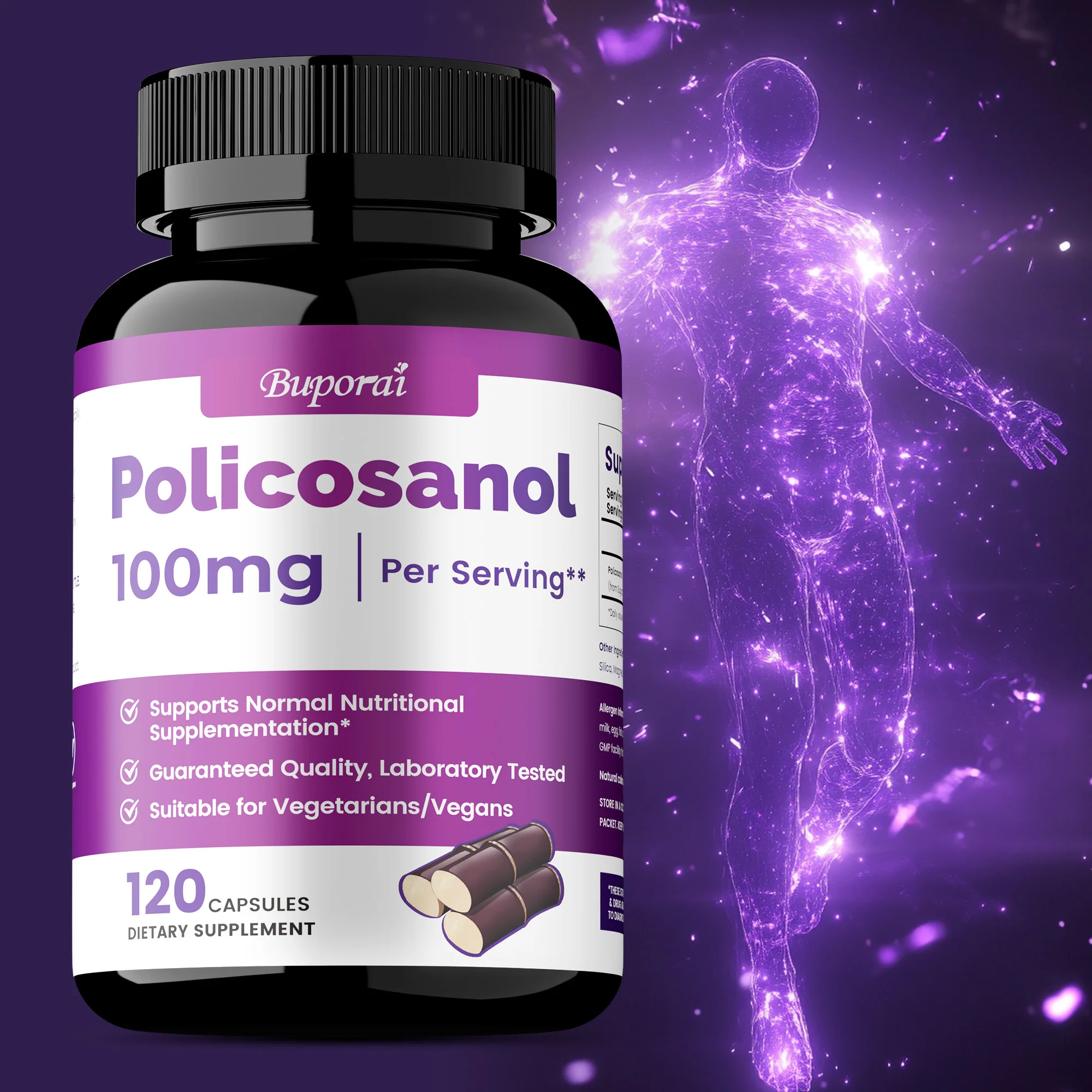 

Policosanol 100mg - Improves Energy and Circulation, Promotes Heart Health, Balances Cholesterol, Boosts Immunity, Non-GMO