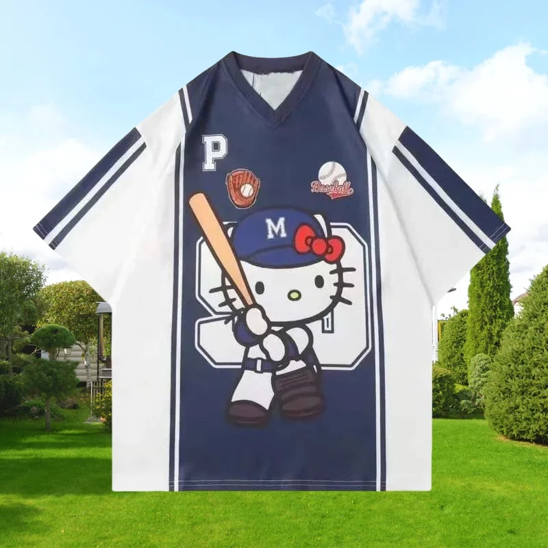 

Спортивная футболка с короткими рукавами MOTO-Hello Kitty с 3D-принтом мультфильма, быстросохнущая, удобный размер для взрослых