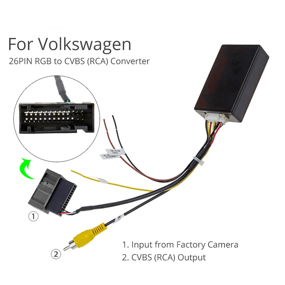 12V Backup Camera Converter RGB To AV Parking Camera Decoder Reverse Camera Interface for Volkswagen RCD510 RNS510 RNS315