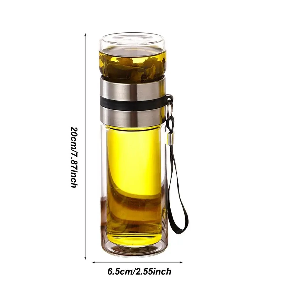 Glas-Teeinfusor-Flasche Auslaufsicherer Reisebecher Doppelwandige Teetasse Tragbare Teeinfusor-Wasserflasche, Wasser-Tee-Trennflasche – Detail 2