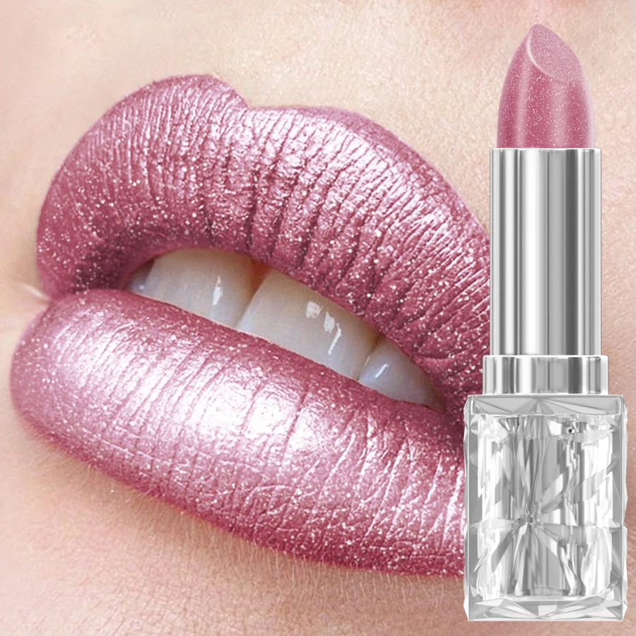 Metallic Glitter Lipstick 3 Color Waterproof Lip Balm Red Long Last Lip Tint Matte Lip Makeup Gifts  Shiny Lip Gloss Cosmetic