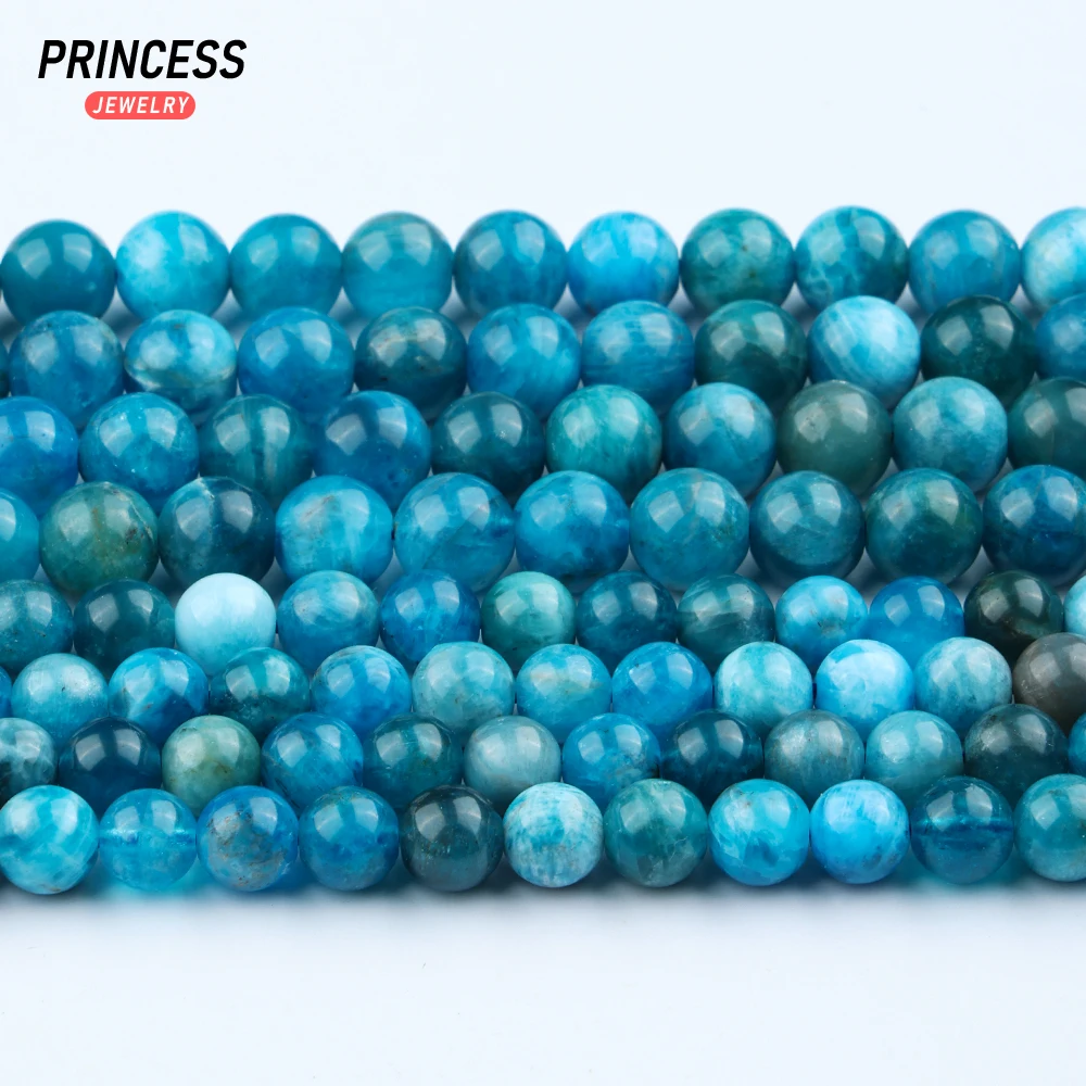 A+ Natural Blue Apatite Cost-effective 6mm 8mm Loose Beads for Jewelry Making Bracelet Wholesale Stone Beads DIY Accessories