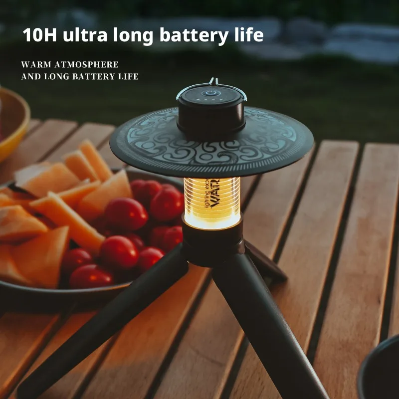Outdoor Camping Lamp Three In One Multifunctional Triangular Bracket Led Camping Light Type-C Fast Charging Ambient Light