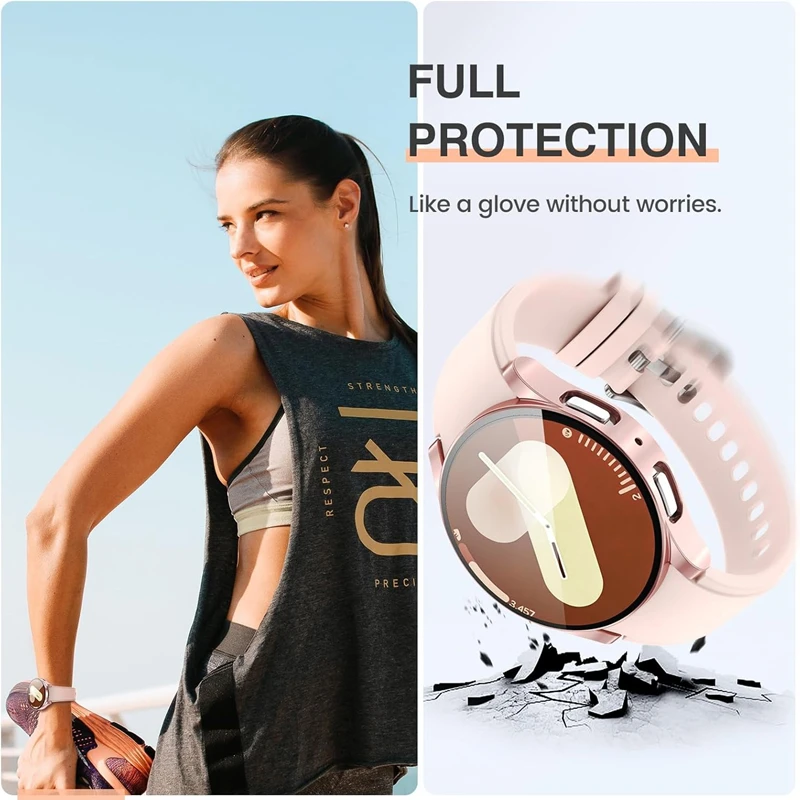Screen Protector Case for Samsung Galaxy Watch 7 6 5 4 44mm 40mm Matte Hard PC Case+Tempered Glass Full Protective Cover Bumper