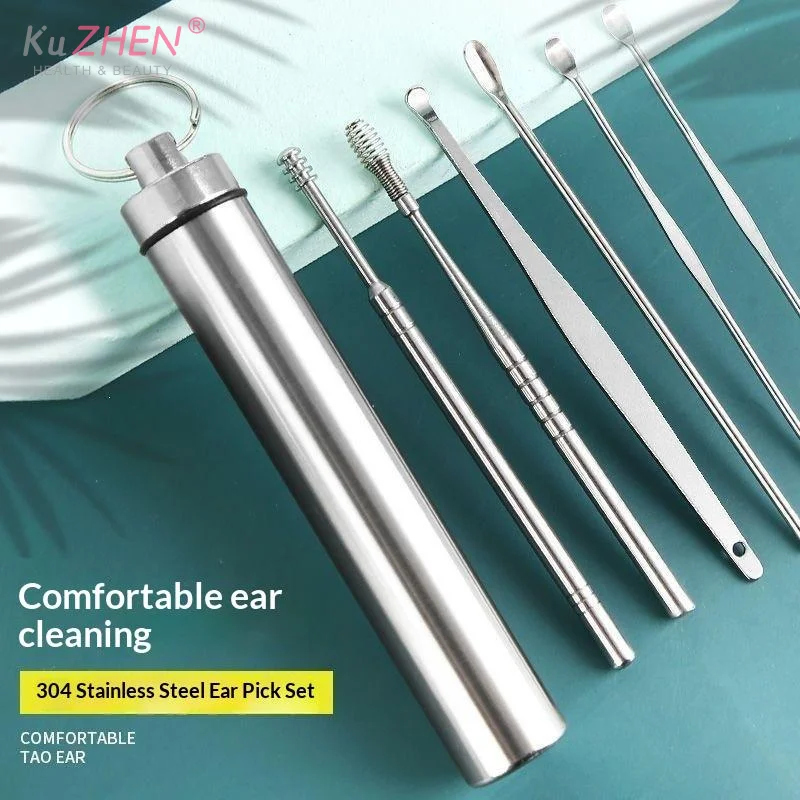 6Pcs Stainless Steel Ear Cleaning Ear Picking Earpick Set Convenient Portable Stainless Steel Ear Pick Tool Household For Adults