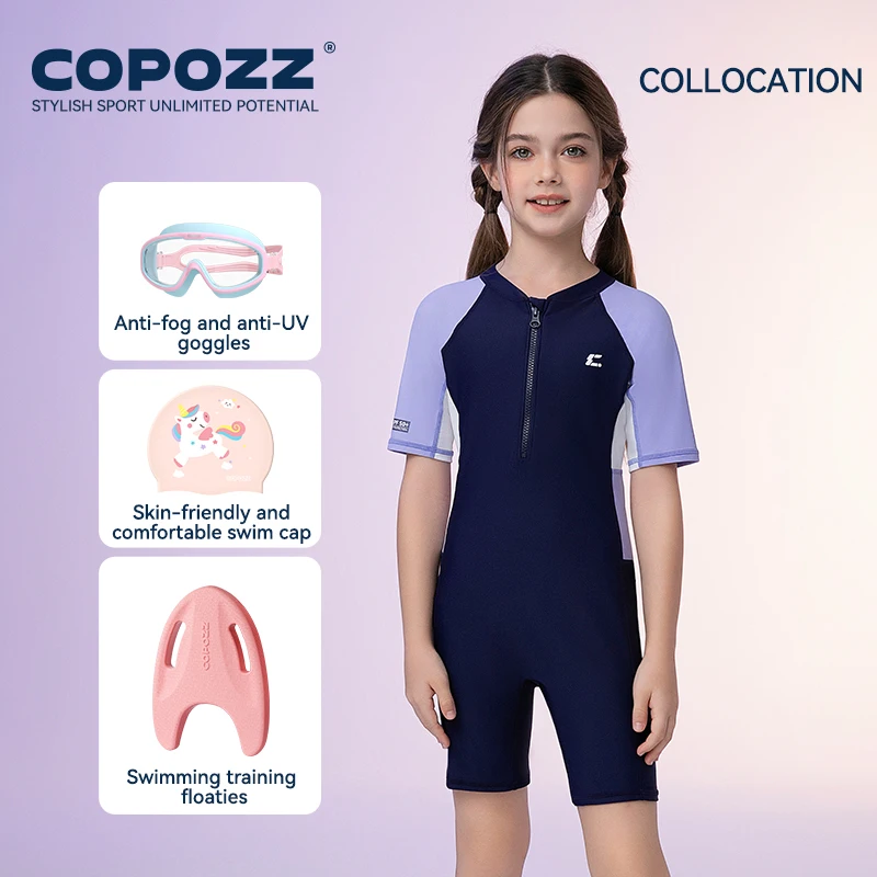 COPOZZ Children's Swimsuit Anti UV One-piece Swimwear UPF 50+ Diving Wetsuit Thin Rash Guard Zipper Snorkel Swim Surf Suit Boys