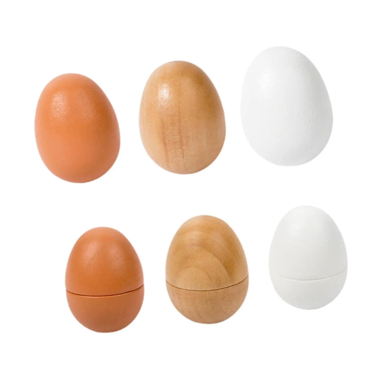 Wooden Play Eggs Toy Wooden Easter Eggs Home Farm Decor Children Kitchen Play Toys Wooden Eggs for Toddlers Boys Girls Gifts