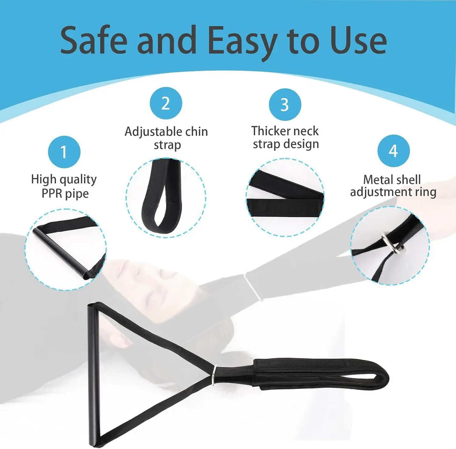 Cervical Spine Neck Traction Relief Belt with Chin Pad Home Therapy Tool for Neck Muscle Relaxation And Pain Relief view 3