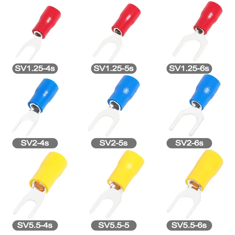50 STÜCKE Gabel Crimp Terminal Elektrische Kabelverbinder Flachstecker Schnellspleißkabel Isolierung Schuhstecker Für Verbindungsschraube – Detail 2