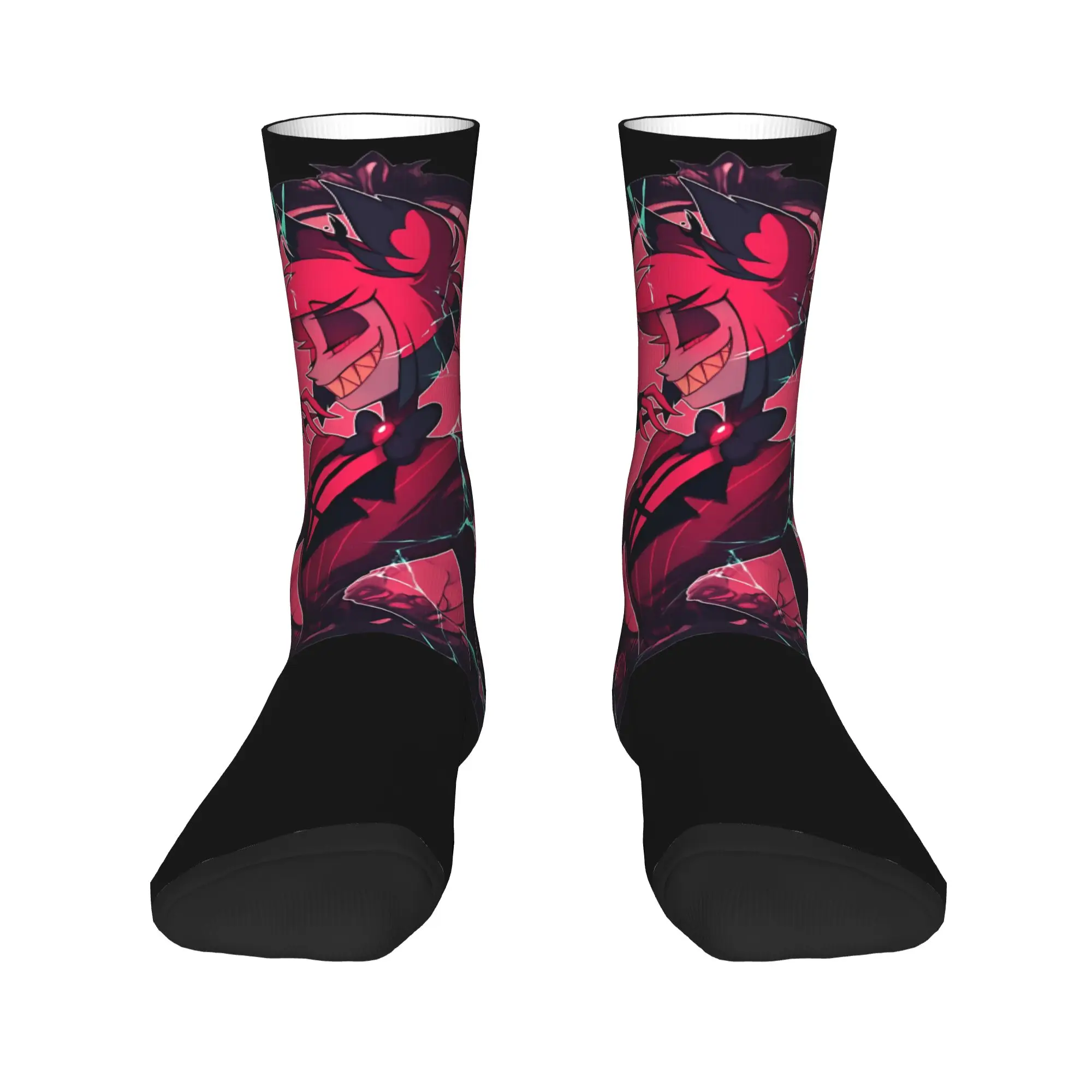 Stained Glass Alastor Cracked Hazbining Socks Winter  Stockings Trendy Men Breathable Socks Graphic Running Non-Slip Socks