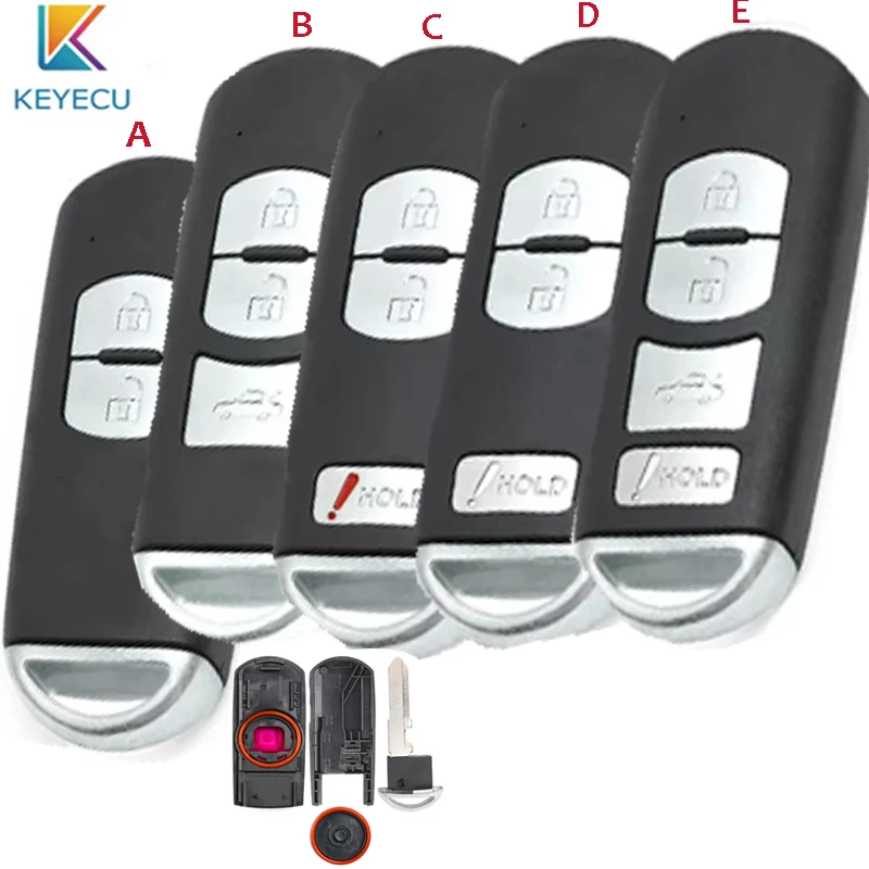 

KEYECU Replacement Smart Remote Car Key Shell Case Fob for Mazda 3 6 CX-3 CX-5 2/3/4Buttons WAZSKE13D01, Model-SKE13D-01