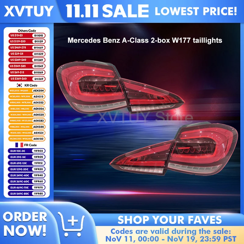

LED Rear Lamps For Mercedes Benz A-Class 2-box W177 2018-2021 Sedan TailLight Accessories Original Corner Signal Lights Assembly