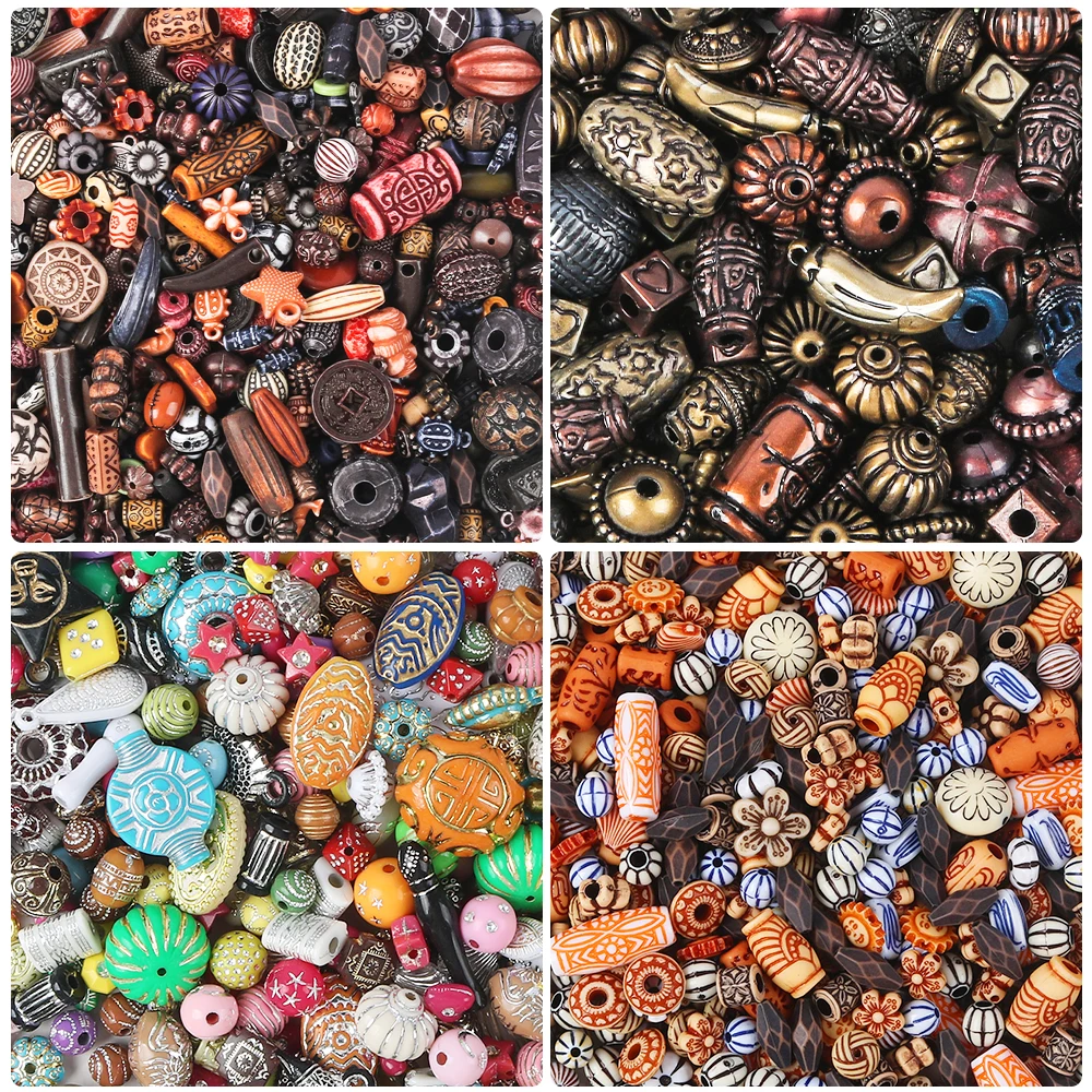 20g Mixed Retro Style Bead Charms Loose Beads Garment Beading for Jewelry Craft Making Necklace Bracelet Accessories