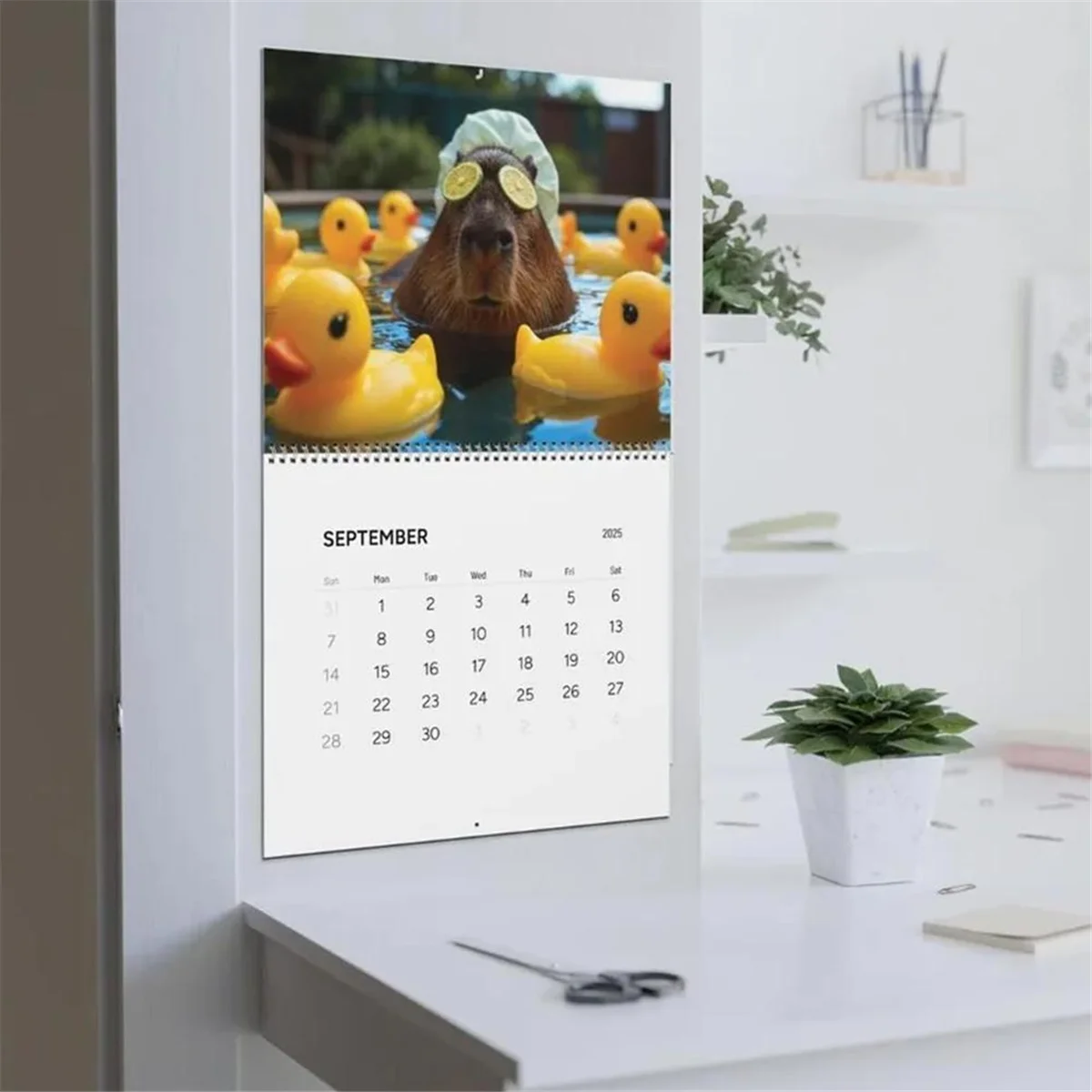 AM38M 2025 Capybara Wall Calendar, 12 Month Capybara Wall Calendar Planner, Funny Capybara Monthly Wall Calendar