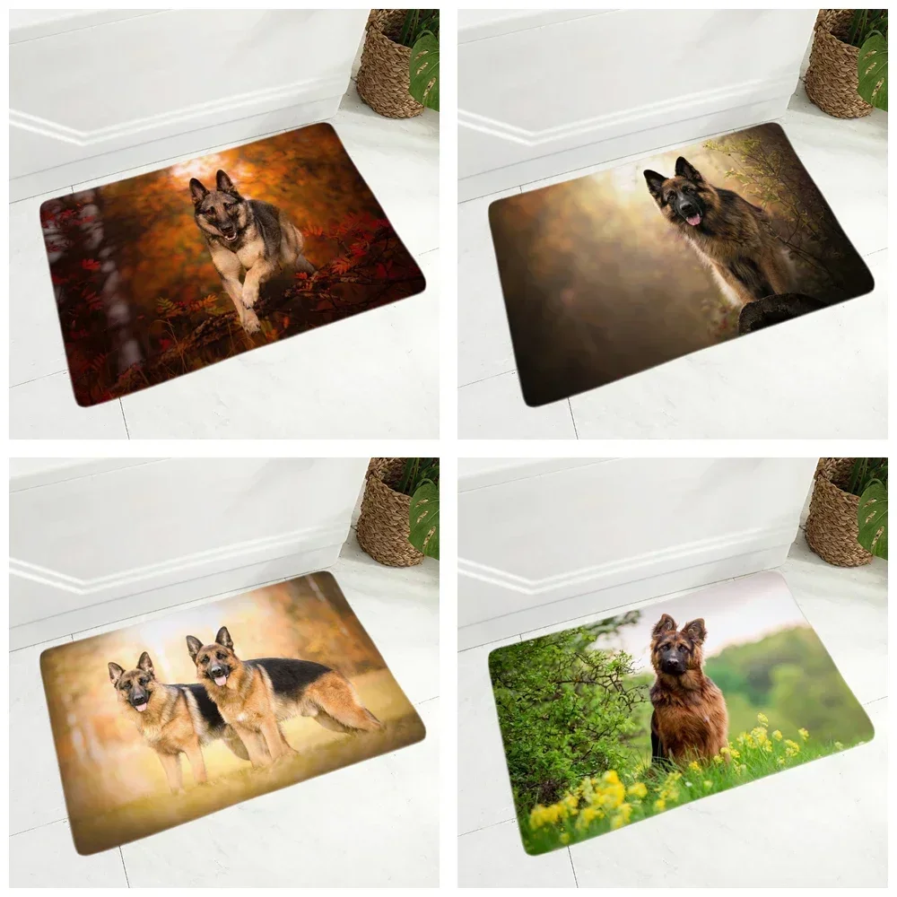 German Shepherd Dog Doormat Flannel Carpet Floor Mat for Hallway Bedroom 40x60cm Pet Animal Door Rug Non-Slip Decor