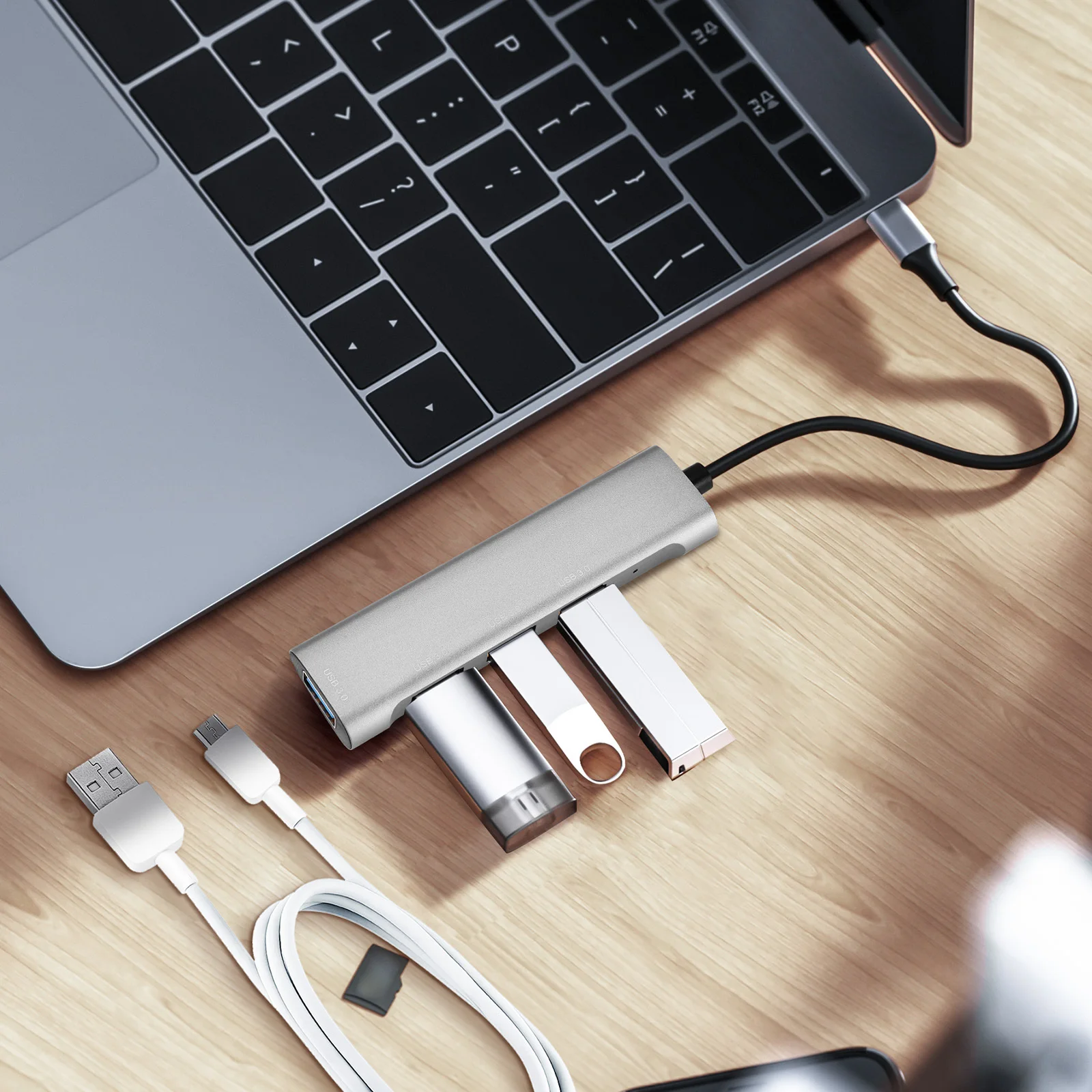 

4 Ports Usb- Aluminum Alloy High-Speed Splitter For Laptop Multiple Usb Port Expander Adapter Multi Usb Connector Hub