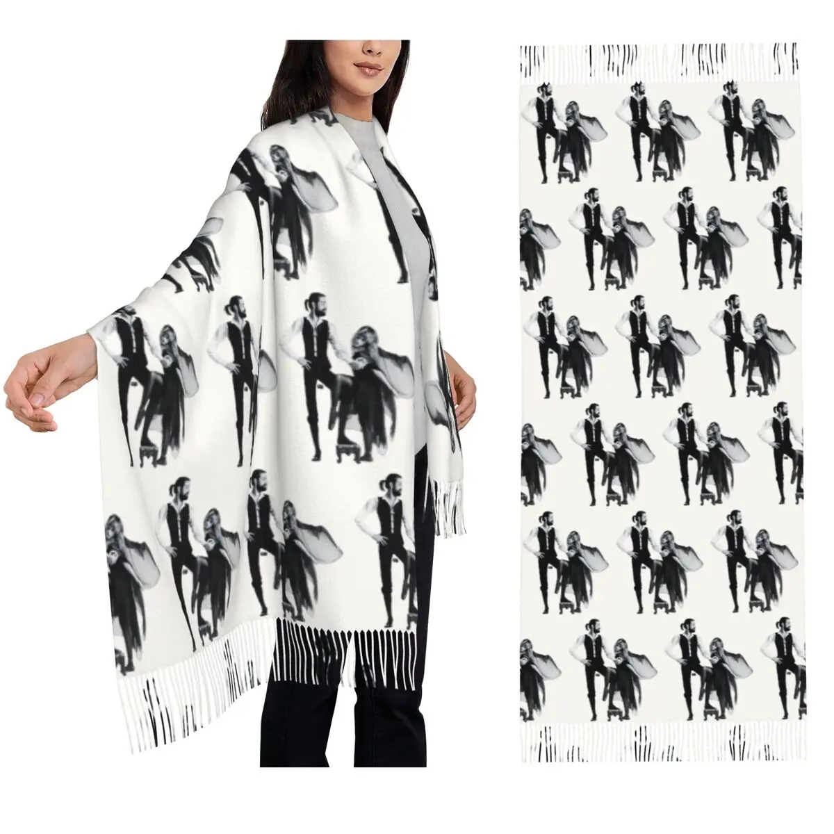 

FLEETWOOD MAC Rumours Scarf Tassel Scarves for Women Soft Warm Shawls and Wraps Long Fall Winter Shawl Wrap