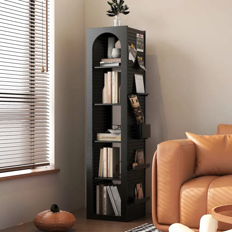 Creative hole board bookshelf Floor shelf Living room against the wall Multi-layer display rack Student wrought iron storage