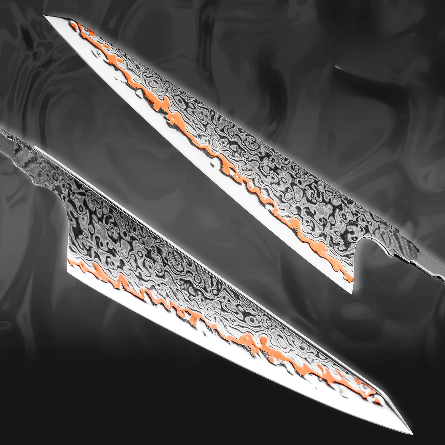 DIY Kitchen Gyuto Knife Blank Blade Chef Meat Nakiri Cutting Utility Copper Damascus Steel Net Bread Knvies Blade Without Handle