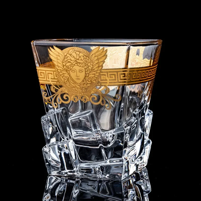 

Glass whisky glass Medusa painted gold head wine glass foreign wine glass multi-function beer glass water glass