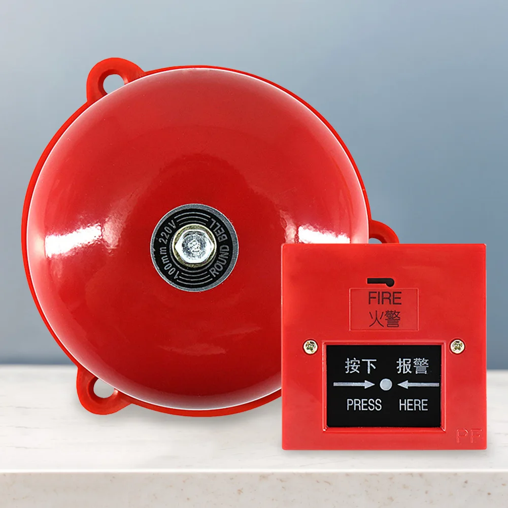 Alarma de incendio para escuelas de 4 pulgadas, estación de tracción de CA 220V, Control de incendio de Metal, campana eléctrica tipo huelga interna, campana de alarma de huelga interna