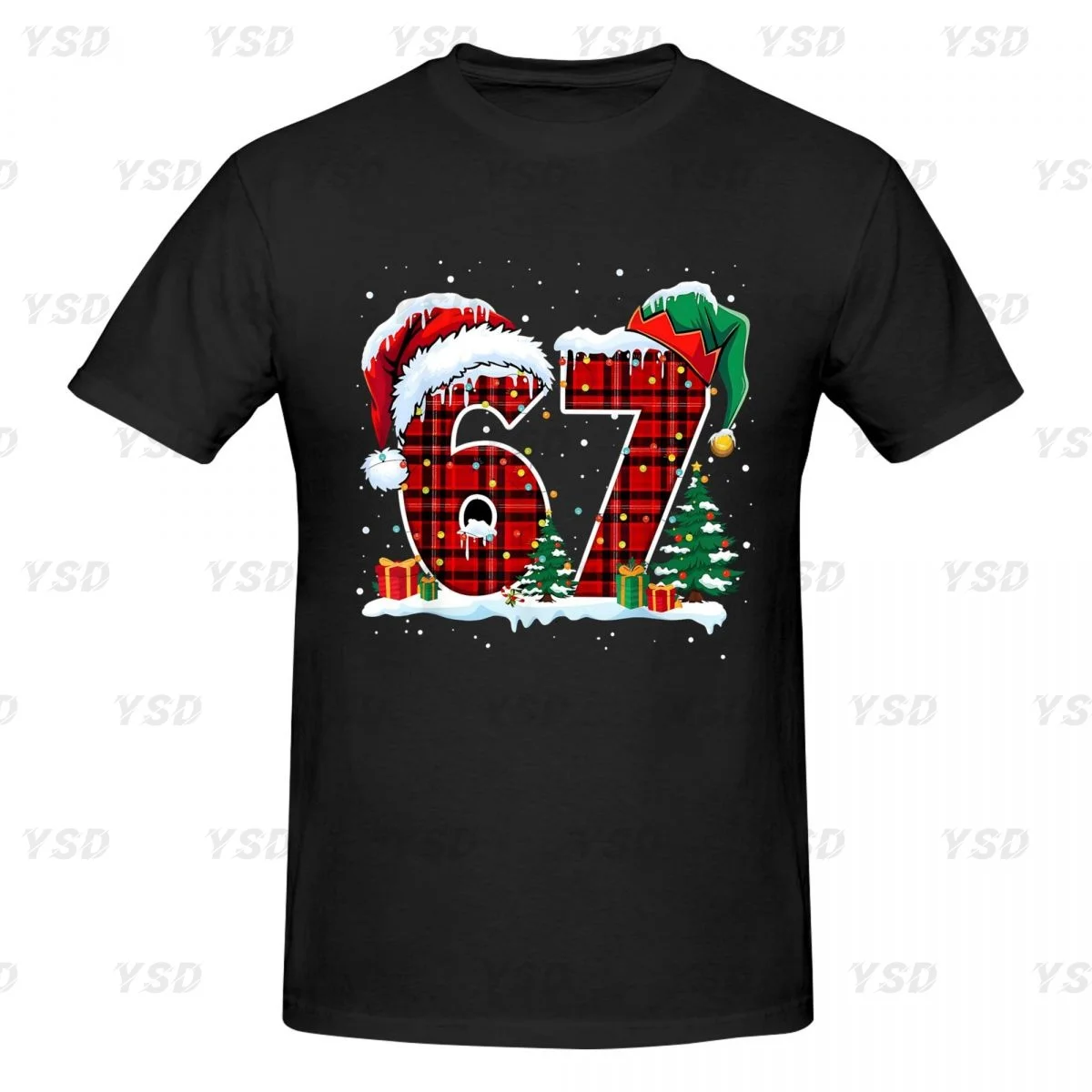 

67 Six Seven Men's Cotton tight fitting sports T-shirt,Gym Sportswear, Oversized print Tee shirt