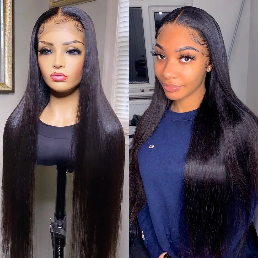 30 32Inch 360 Full Lace Frontal Wig 100% Human Hair Brazilian Bone Straight 13x4 13x6 HD Transparent Lace Front Wigs For Women