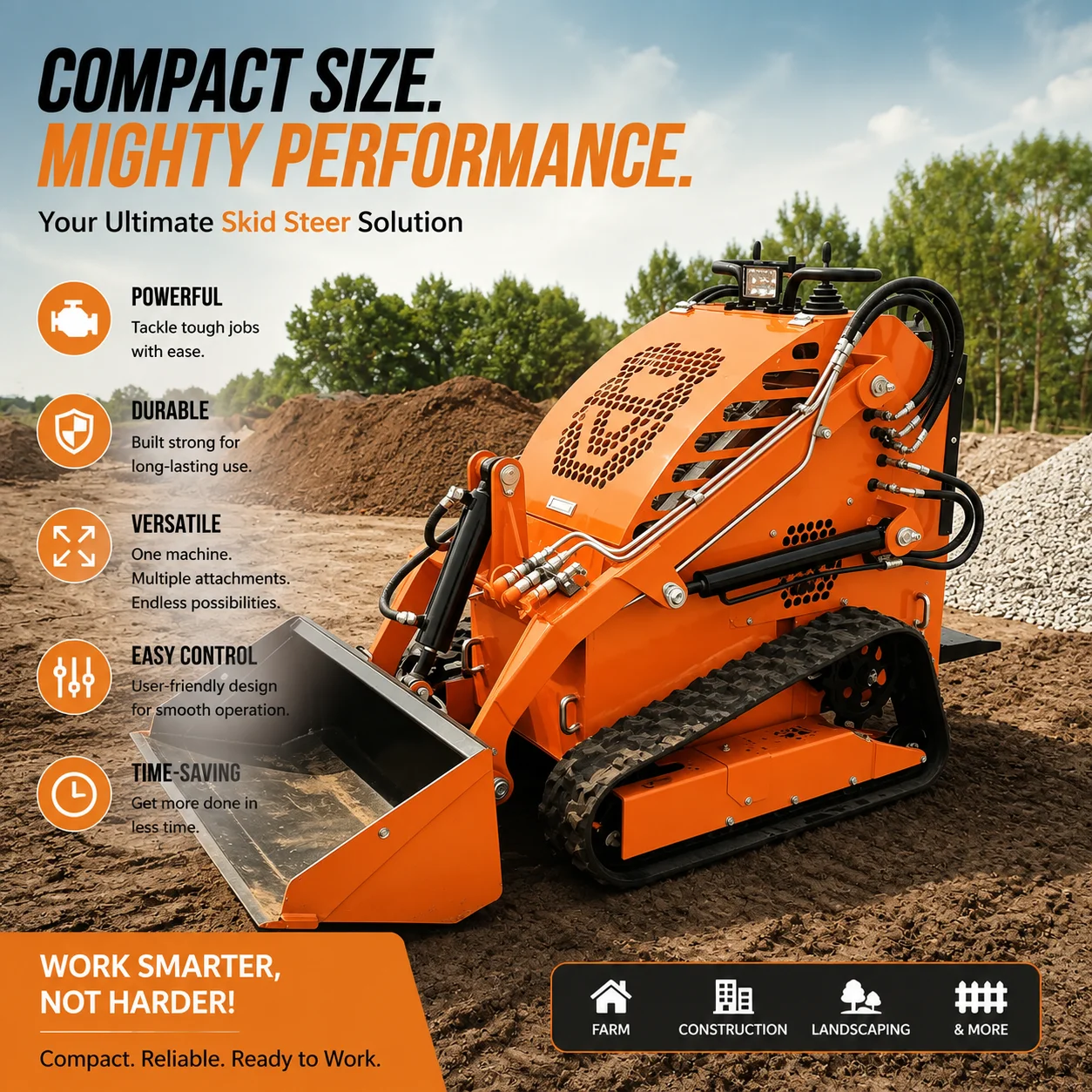 Custom CE Euro 5 Compact Skid Steer Loader Mini Hydraulic Machine for Garden Farm and Construction Work