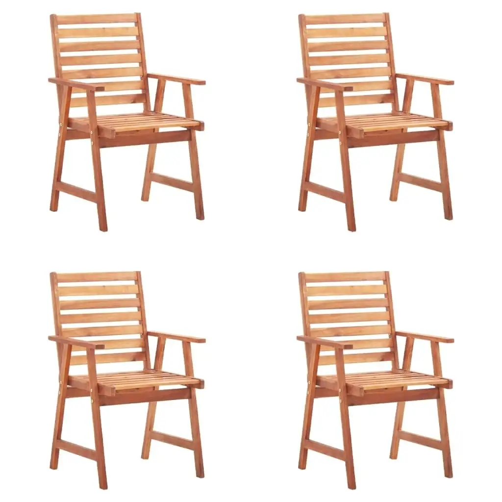 4-Piece Patio Dining Chairs Set with Cushions - Solid Acacia Wood Outdoor Furniture