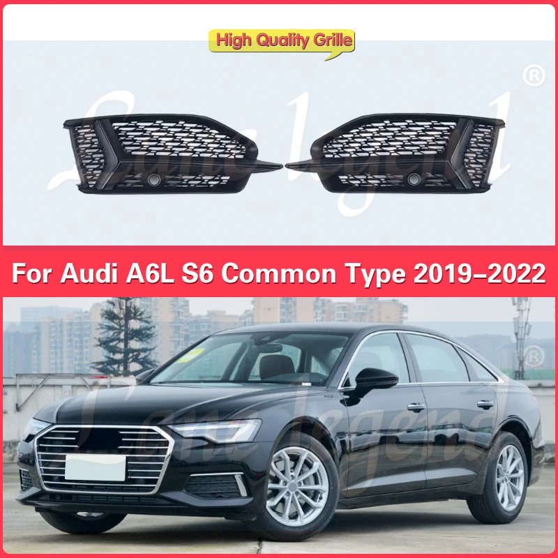 

For Audi A6 A6L Common Type S6 2019-2022 Bumper Car Front Bumper Fog Light Frame Fog Lamp Grille Protector Cover Car Accessorie