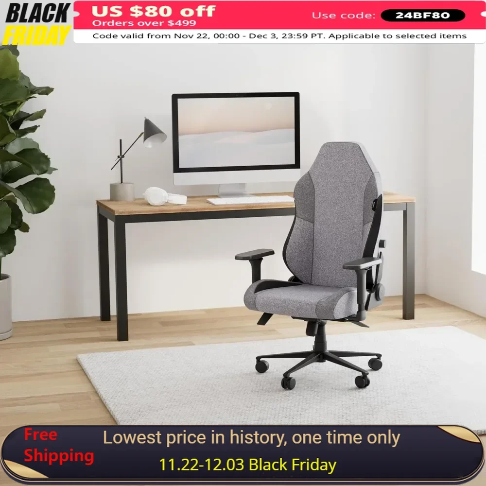 Gaming Chair, Reclining, Ergonomic Heavy with 4D Armrests, Magnetic Head Pillow & Lumbar Support, Duty Computer Chair