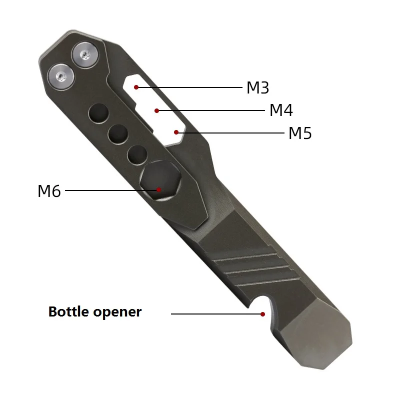 Multifunctional TC4 titanium alloy crowbar bottle opener with screwdriver, EDC portable legal self-defense stick tool wrench