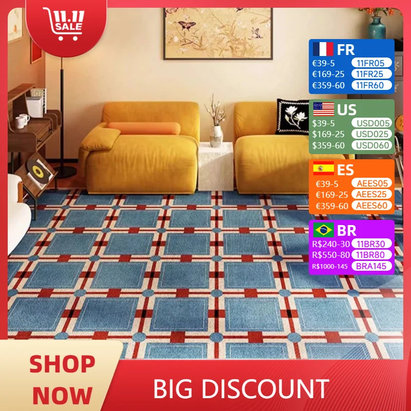 

Carpet for Living Room Colorful Plaid Soft Bedroom Cloakroom Rug Large Area Plush Fluffy Coffee Table Floor Mat Alfombra 거실 카펫