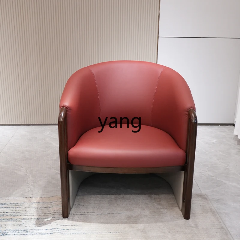 Yjq Furniture National Fashion New Chinese Modern Chinese Solid Wood Sofa Light Luxury Leather Combination