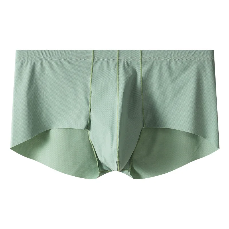 Mens Boxers Shorts Solid Ice Silk Underwear Cueca U Convex Pouch Panites Man Low Waist Underpant Male Ropa Interior Hombre M-XXL
