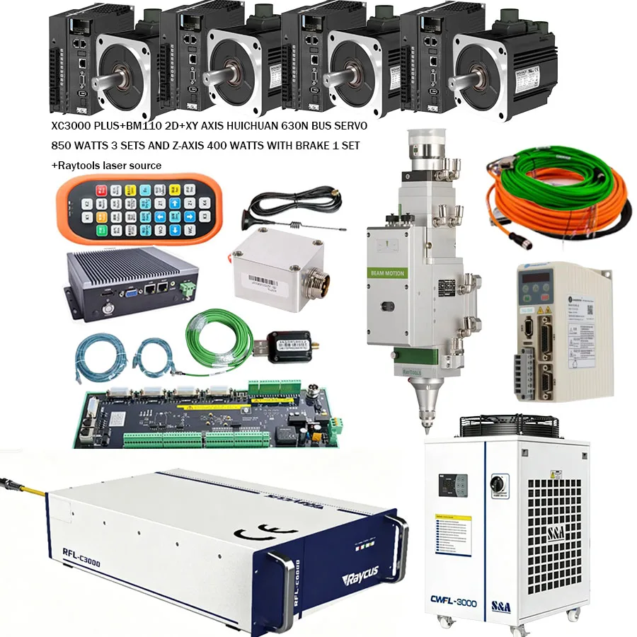 Raytools XC3000 Plus laser cutting system BM110 laser cutting head 3.3KW 1500W/2000W/3000W laser source Huichuan servo 750W 400W