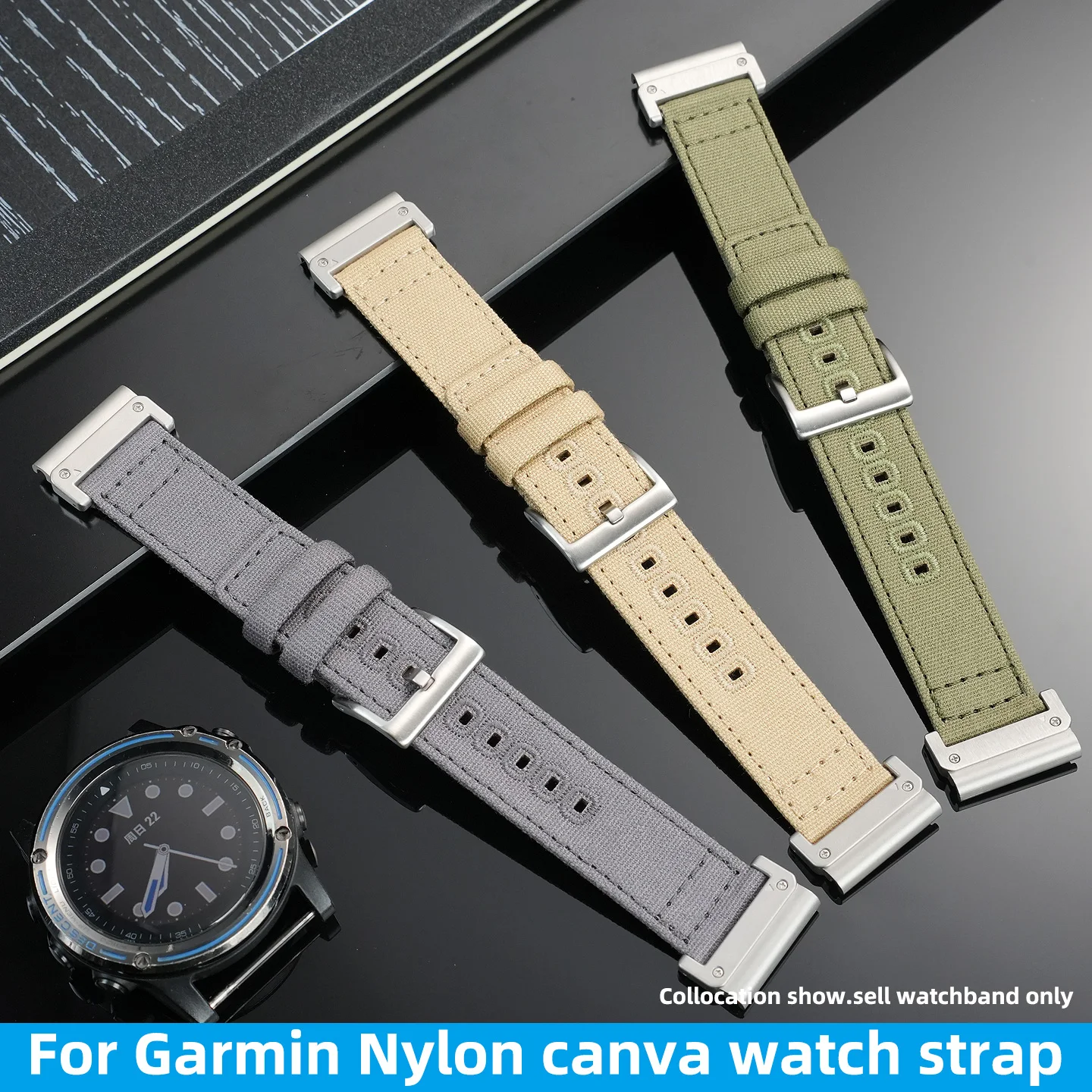 Correa de nailon canva de 22mm y 26mm para reloj Garmin Fenix 8 7x 5 6x Forerunner 955 965 Epix Pro Tactix 8, pulsera
