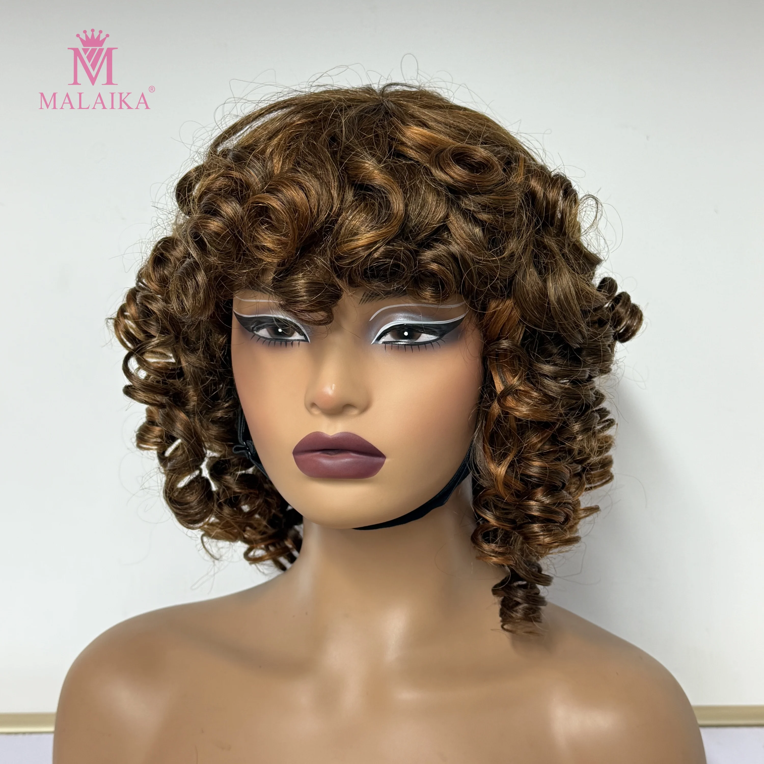 باروكات شعر بشري مجعد نطاطة مع غرة 200% 99J #   شعر بشري برازيلي مجعد فضفاض بطول 18 بوصة مصنوع آليًا بالكامل للنساء ذوات البشرة السمراء