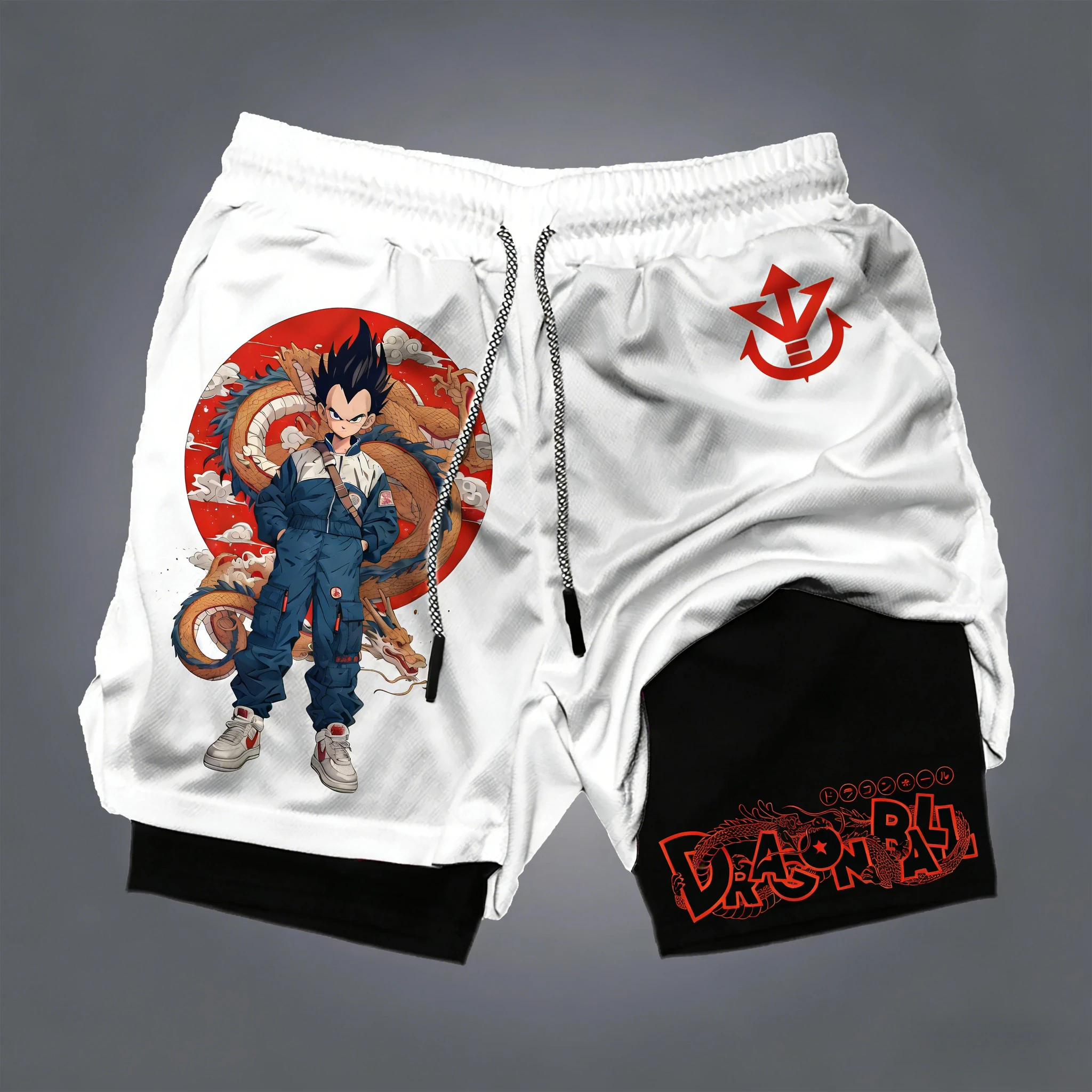 Dragon Ball Wukong Printed Double Layer Shorts Elastic Men's and Women's Spring and Summer Breathable Sports Shorts