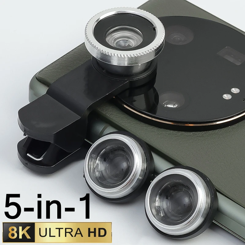 1Set Phone Lens Generic Camera for Smartphone 0.67X Wide Angle Fisheye Lens and Clip Macro Camera Sets For Universal Cell Phone