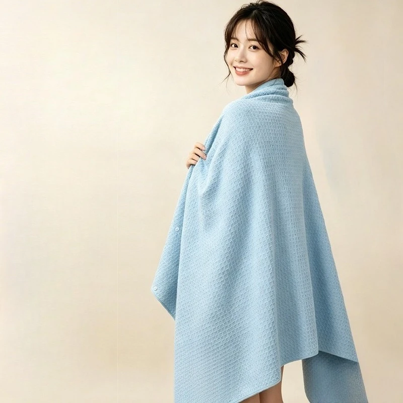 10A Women's Absorbent, Quick-Drying Waffle-Weave Oversized Bath Towel That Doesn’t Shed—Hotel Robe for All Seasons