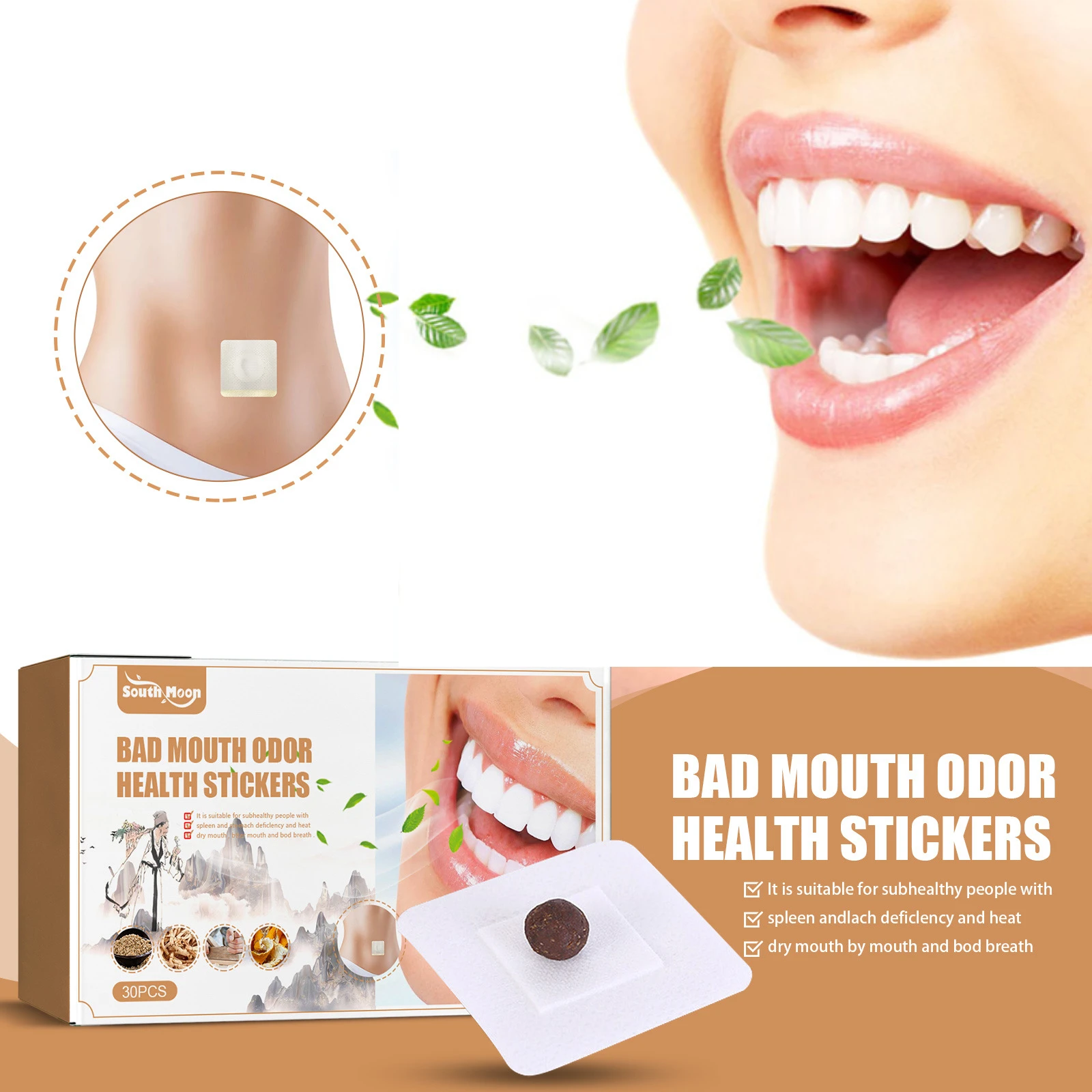 

30PCS Mouth Odor Patch Oral Dry Bitter Remove Bad Breath Treatment Stickers Mouth Odor Health Stickers Fresh Breath Health Care