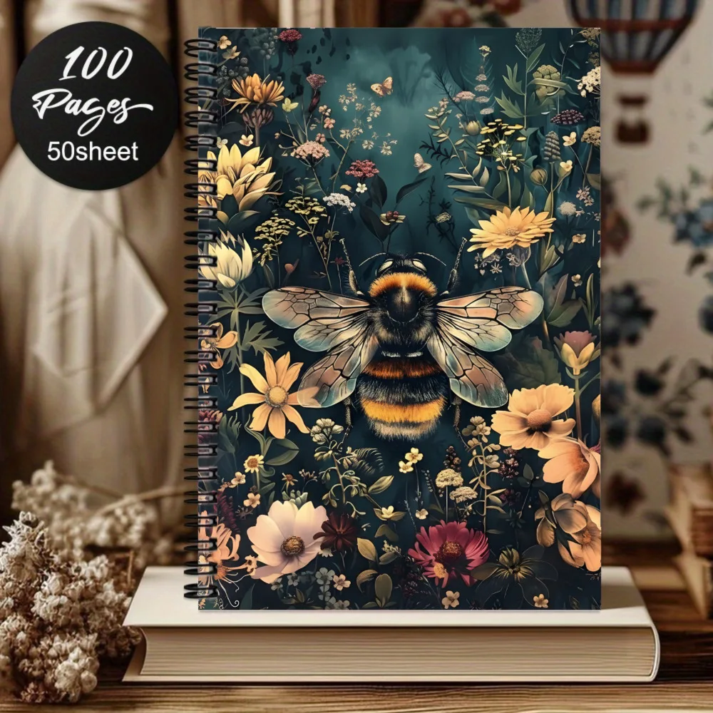 New Popular Cross-border 100 Pages A5 Honeycomb Floral Spiral Notebook, Sketchbook, Diary & Notepad