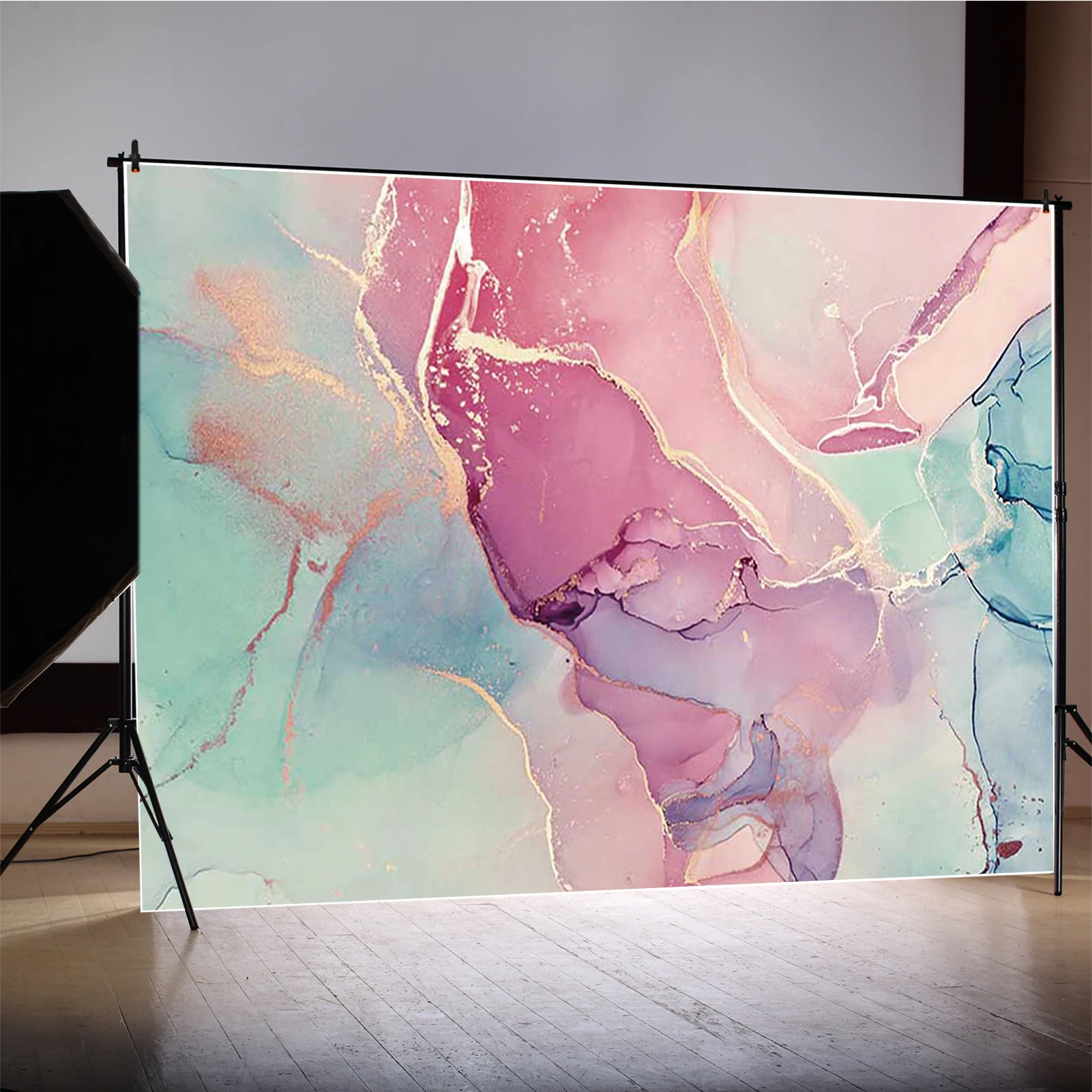 MOON.QG 사진을위한 대리석 배경 핑크 그라데이션 유체 혼합 사진 배경 벽지 촬영 소품 파티 용품