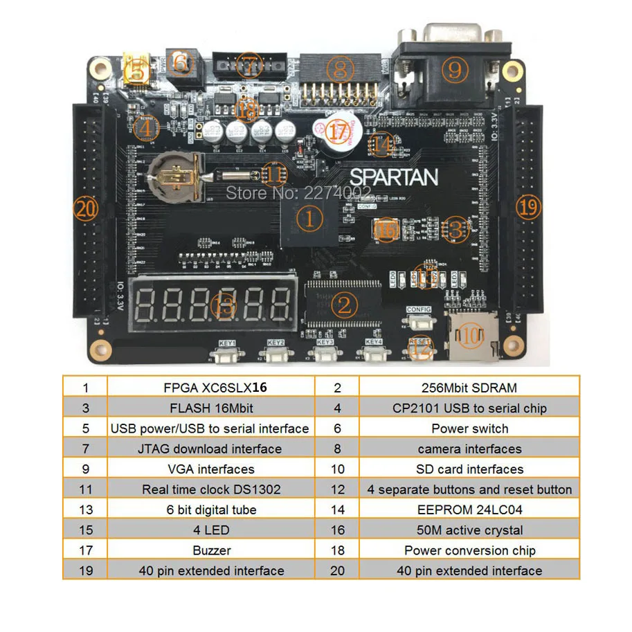 Educational FPGA Demo Board Xilinx Spartan-6 XC6SLX16 XC6SLX9 Card + USB Programmer Downloader Xilinx Platform Cable