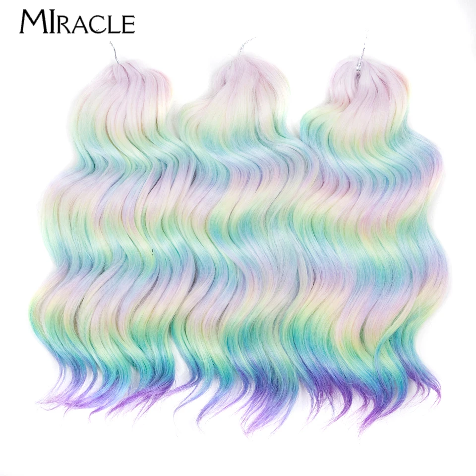

MIRACLE Synthetic Hair Extensions Twist Crochet 16 Inch Deep Wave Braid Hair Rainbow Twist Crochet Ombre Colourful Braiding