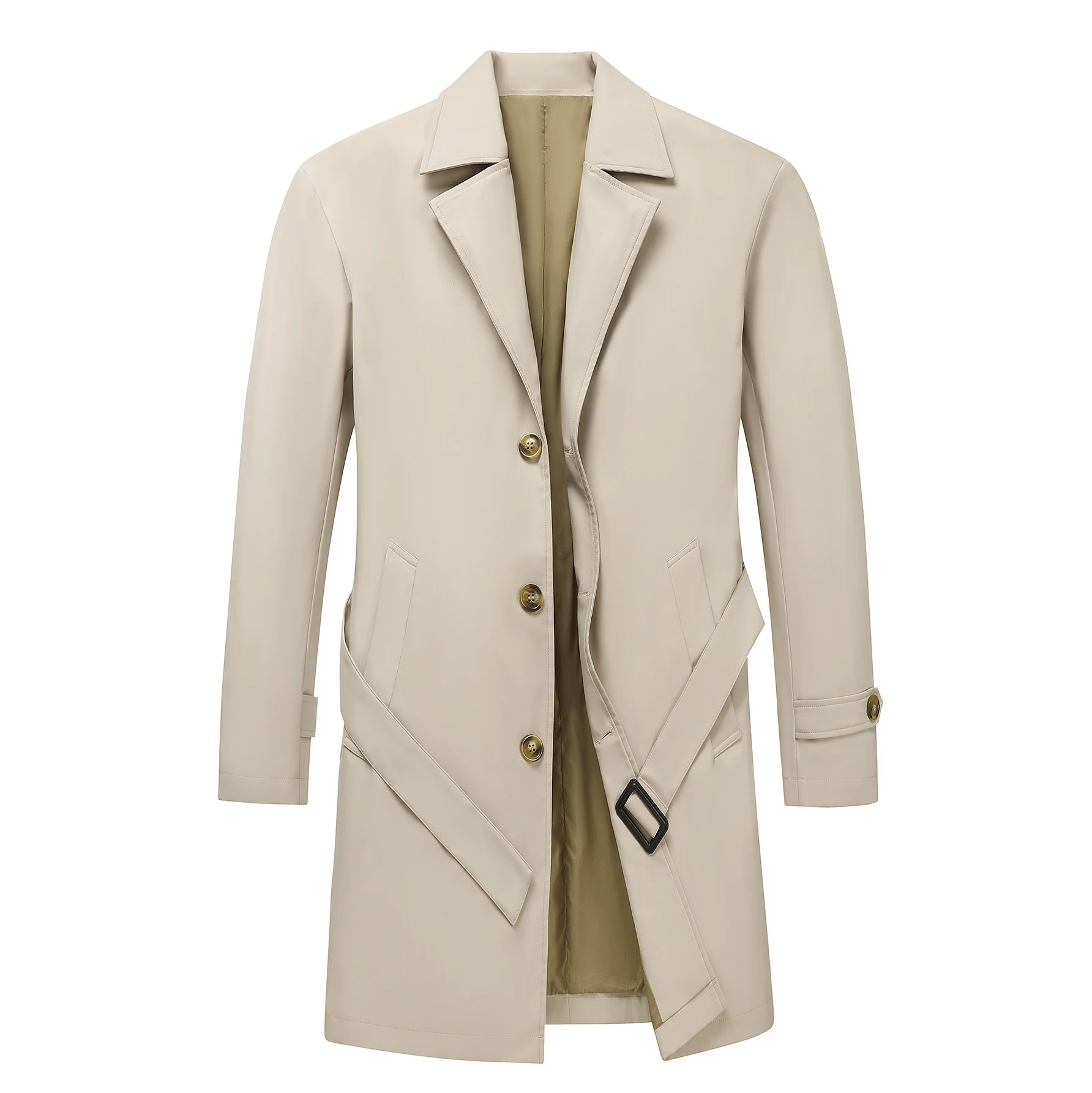 

Men's Retro British Style Mid-Length Overcoat Spring Autumn Loose Casual Plus Size Trench Coat Business Plain Dyed Long Thin